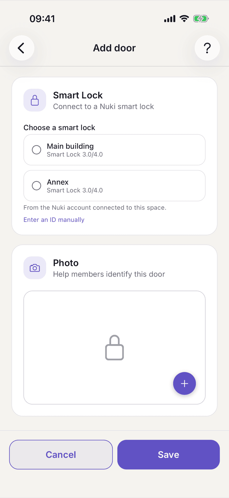Add door form with the locks from the Nuki account