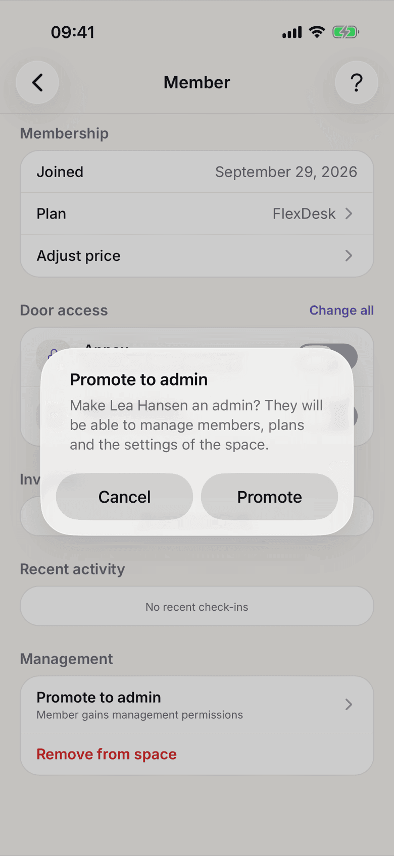 Confirmation before promoting to admin