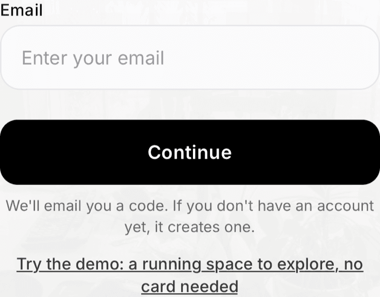 Sign-in screen with the email address field