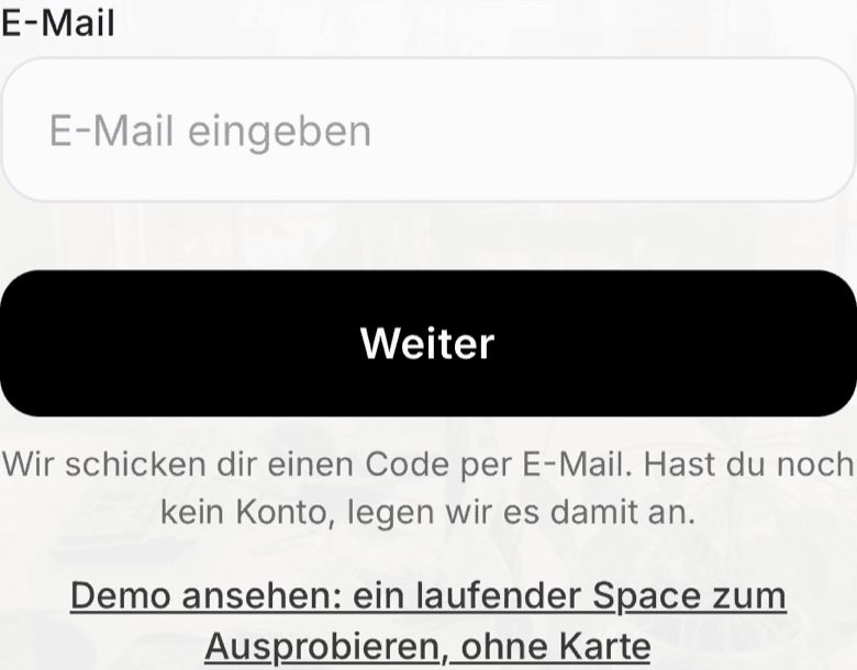Anmeldebildschirm mit dem Feld für die E-Mail-Adresse
