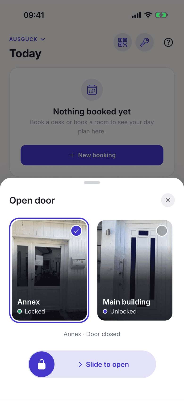 Door picker with the slide-to-open control