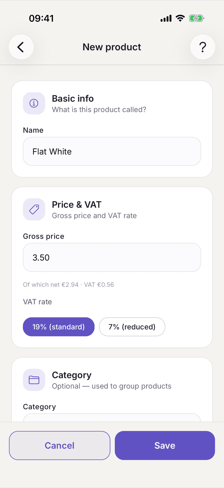 Price field with the live split underneath