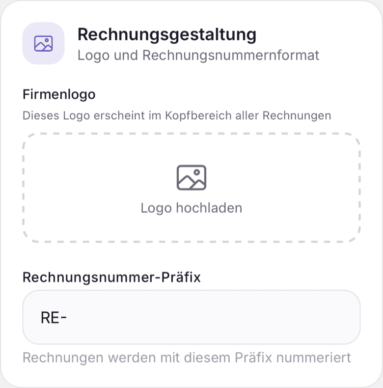 Rechnungsgestaltung mit Logo und Präfix