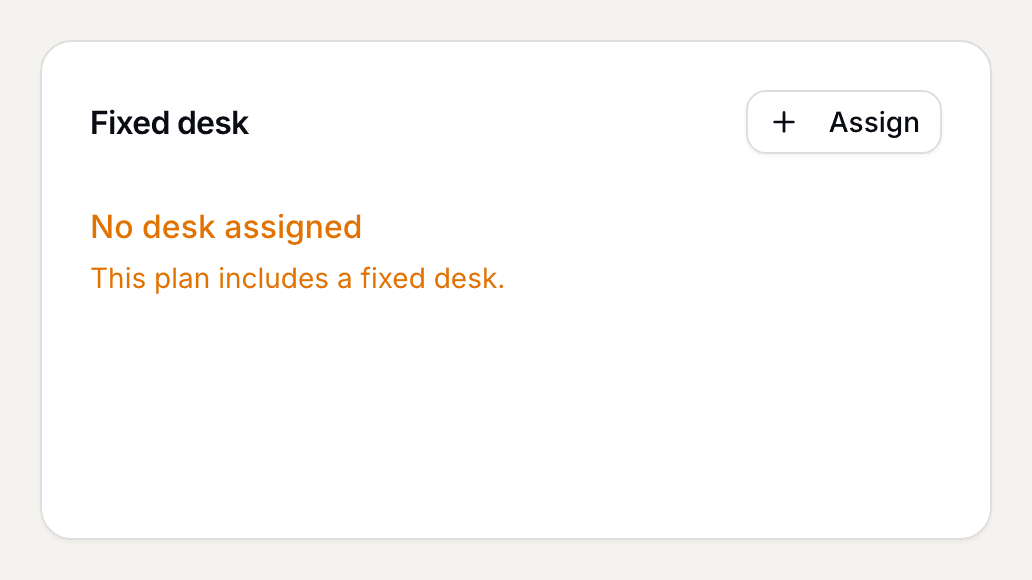 The Fixed desk area in the member record