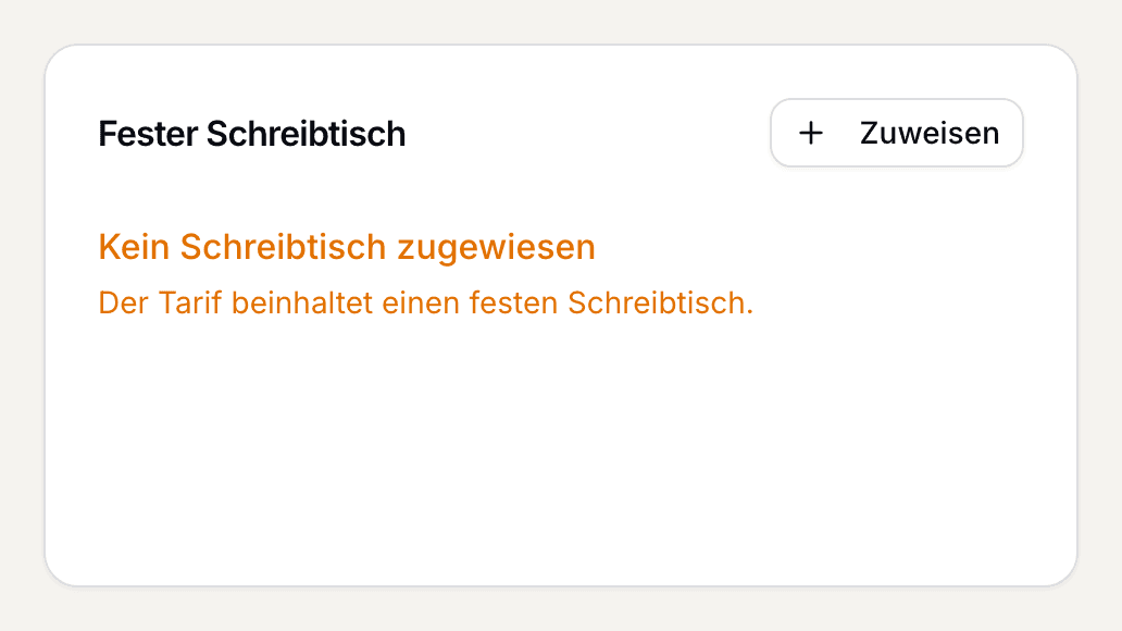 Bereich Fester Schreibtisch in der Mitgliedsakte