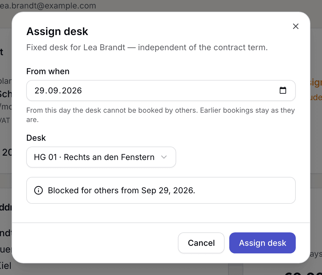 Preview with the affected bookings and the confirmation