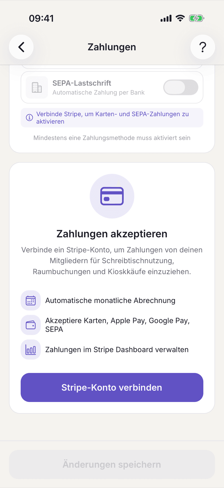 Zahlungen mit dem Knopf Stripe-Konto verbinden