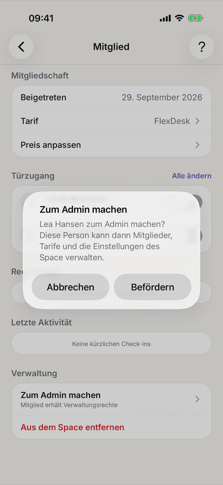 Rückfrage vor dem Befördern zum Admin